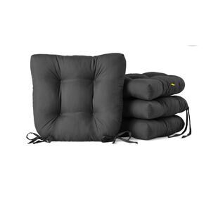 Mainstays Faux Suede 14.5" Chair Cushion with Ties, 4 Pack, Rich Black